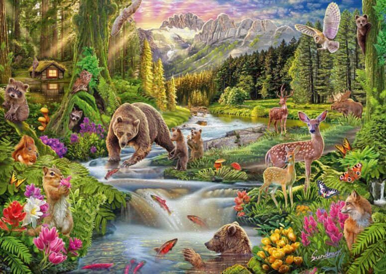 Schmidt - Steve Sundram - Forest Animals - 1000 bitar - Bild 2