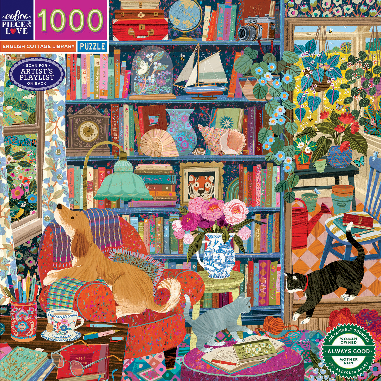 Eeboo - English Cottage Library - 1000 bitar